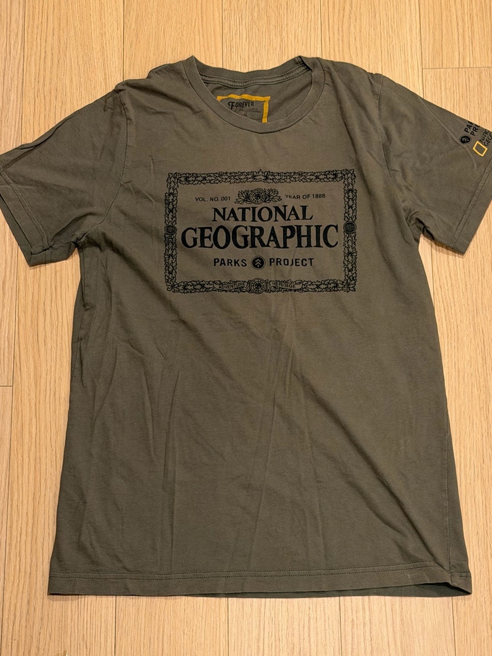 Parks Project National Geographic Olive Green Tee with Yellow Logo Accent